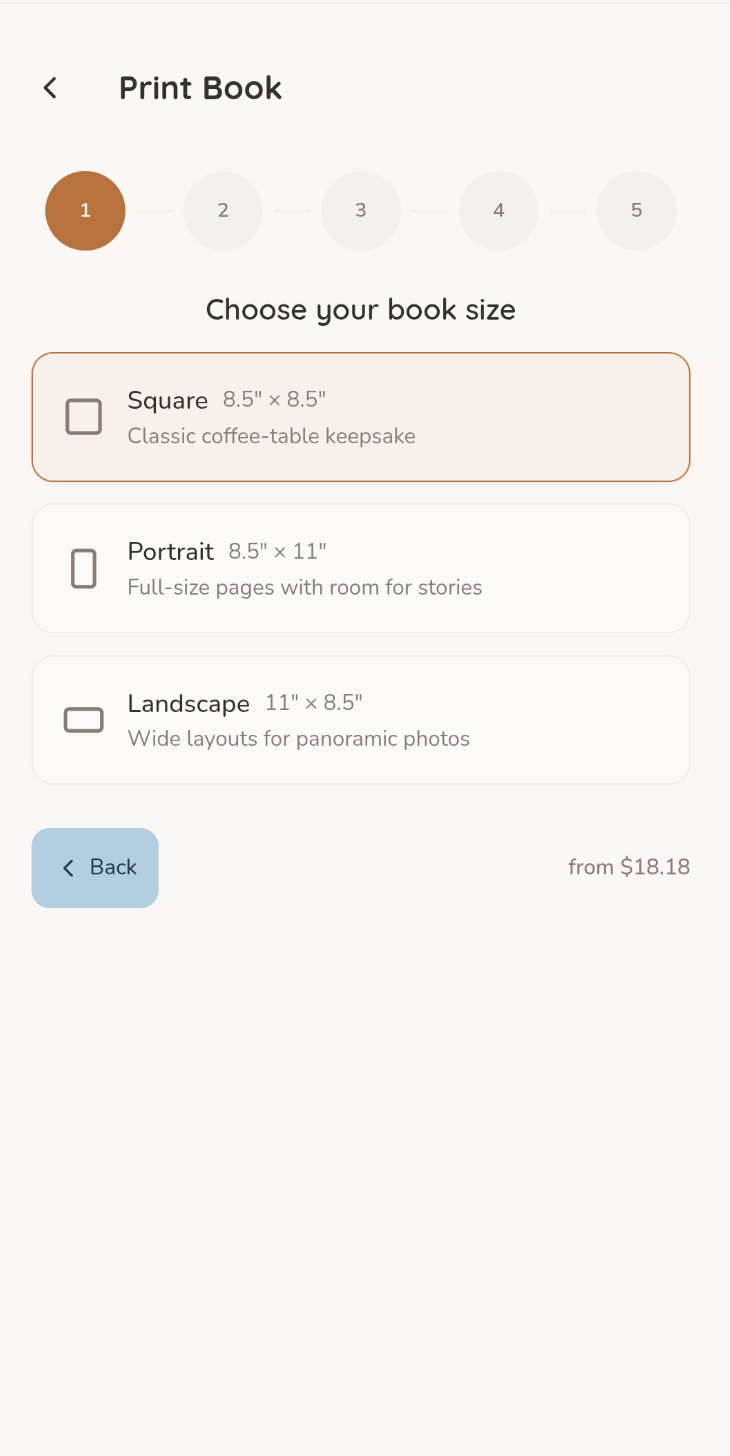 Step 1 — Choose book size