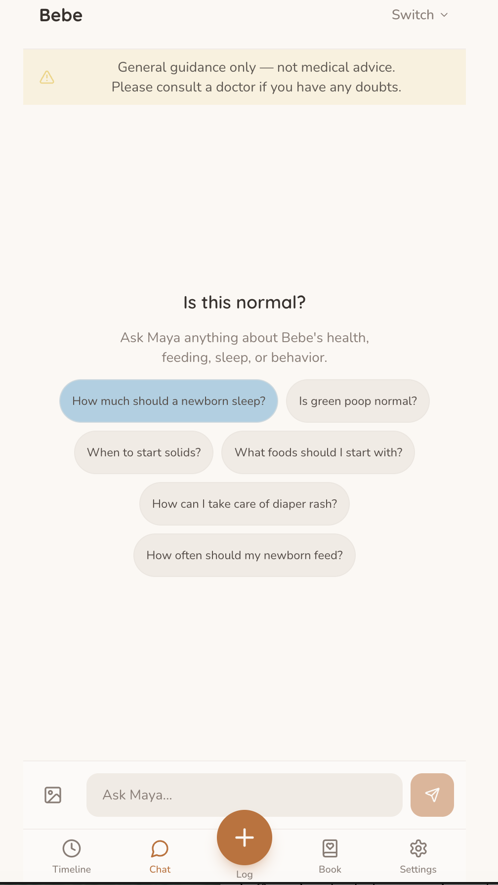 Baby Baby app — tracking